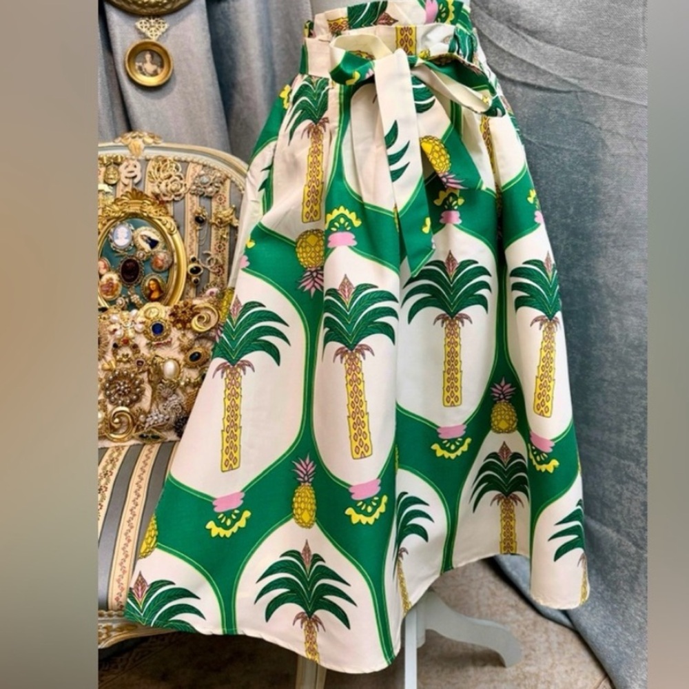 White Green Pineapple Skirt
